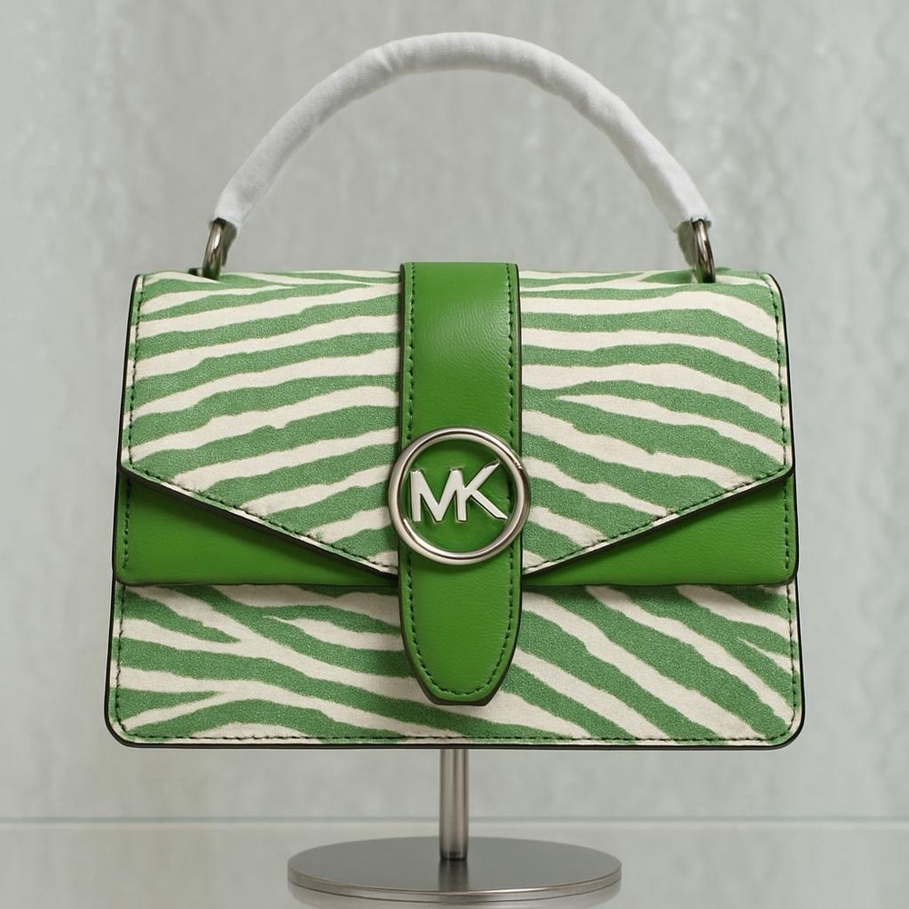 NWT Michael Kors Green and White Zebra Crossbody Bag
